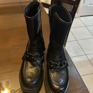 Napoleon made In Italy Black Ankle Boots with Chain Detail